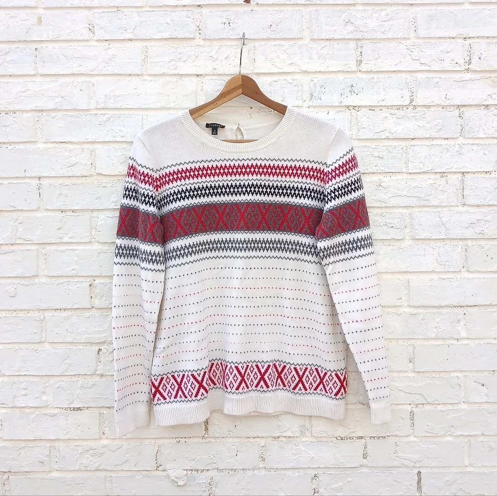 Talbots Cashmere Blend Fair Isle Nordic Sweater - Picture 2 of 6